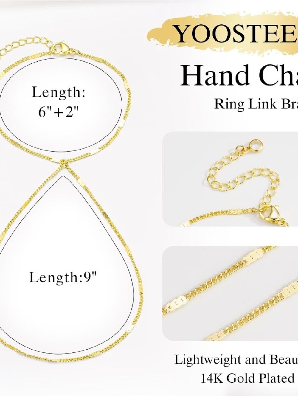 Elegant Gold Plated Hand Chain Bracelet for Women - Picture 2 of 2
